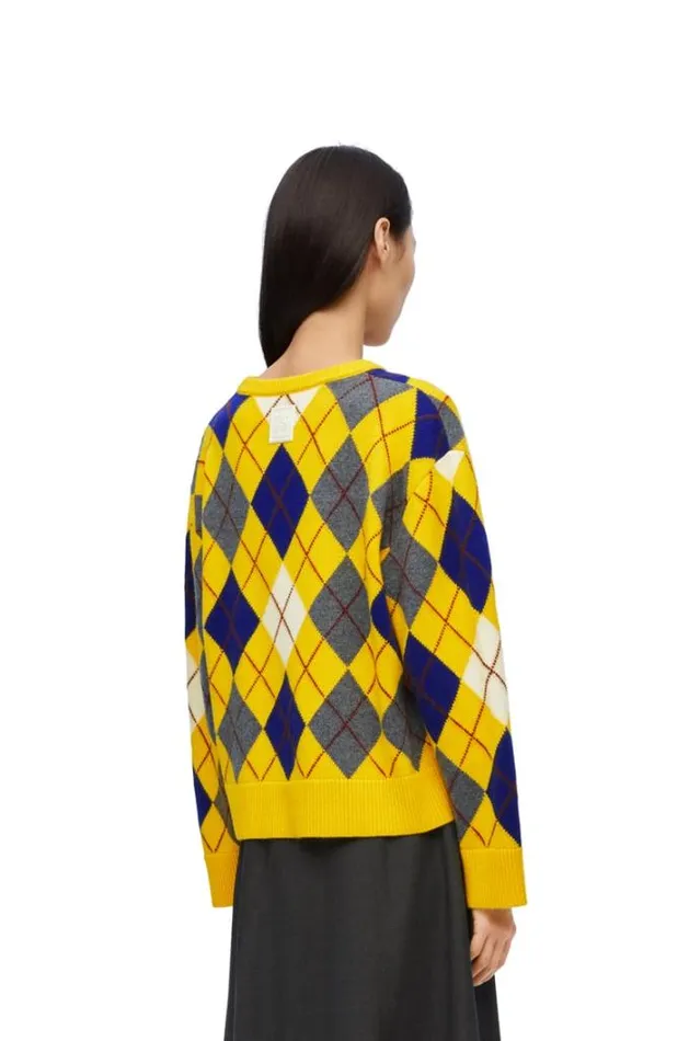 Loewe Argyle Sweater In Wool Yellowmulticolour Women Knitwear