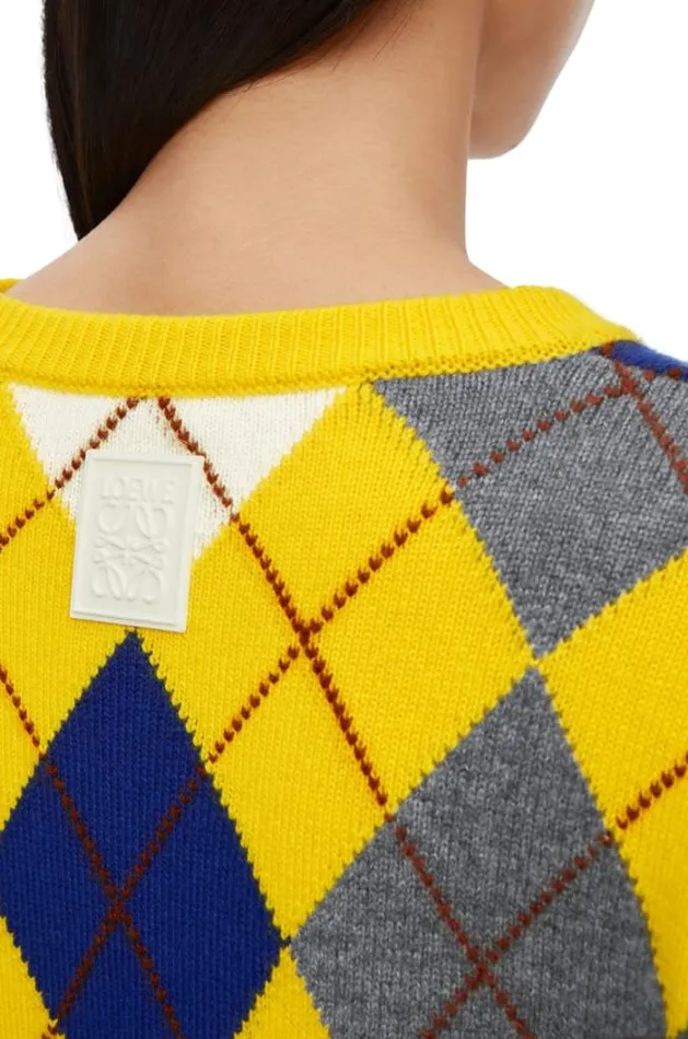 Loewe Argyle Sweater In Wool Yellowmulticolour Women Knitwear