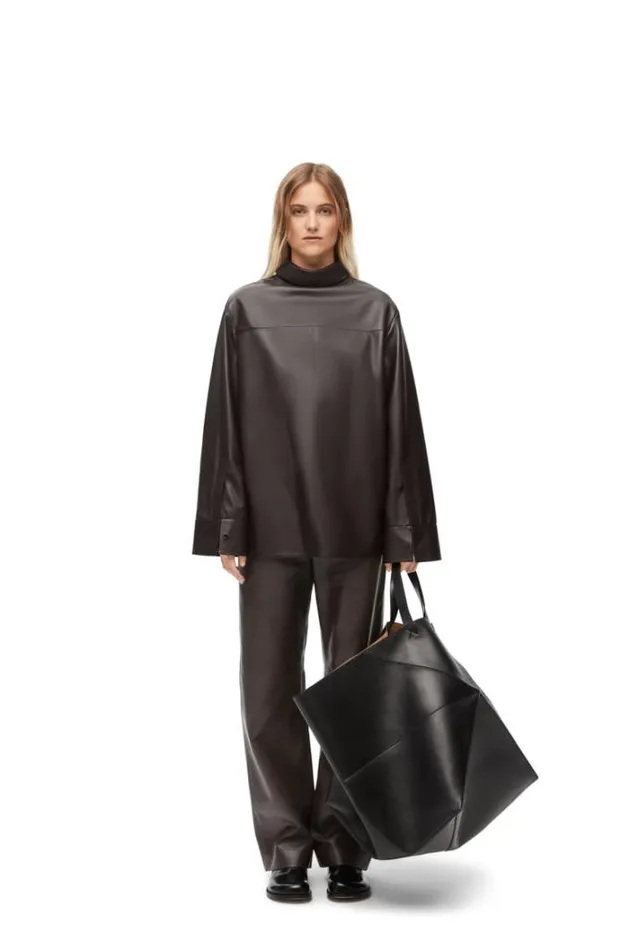 Loewe Back To Front Shirt In Nappa Lambskin Dark Brown Women Blouses and Tops
