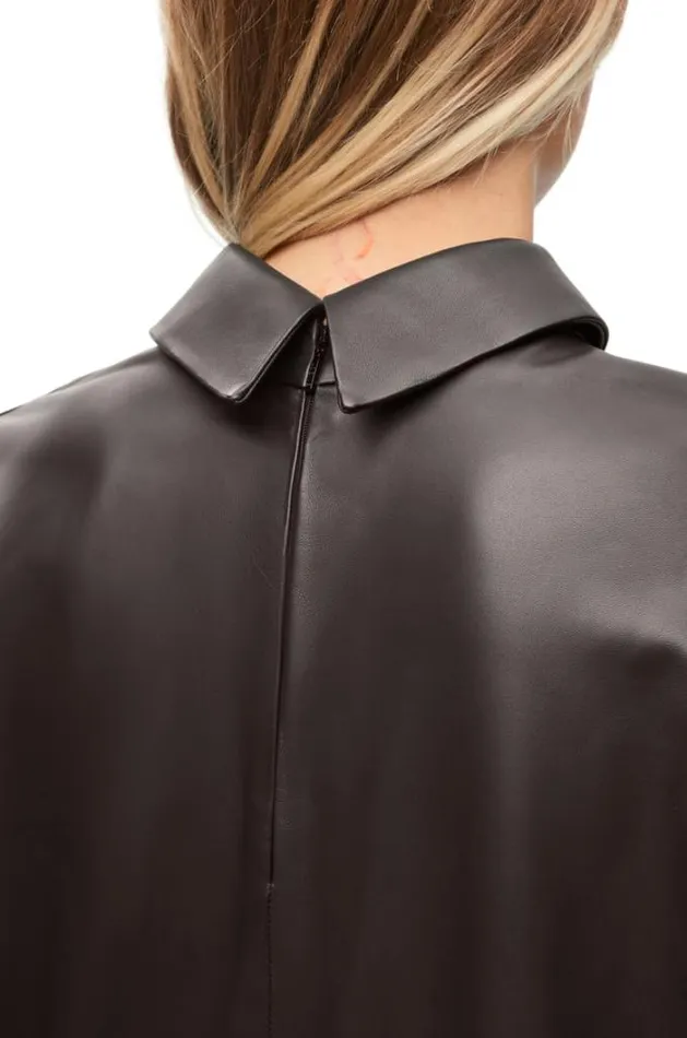 Loewe Back To Front Shirt In Nappa Lambskin Dark Brown Women Blouses and Tops