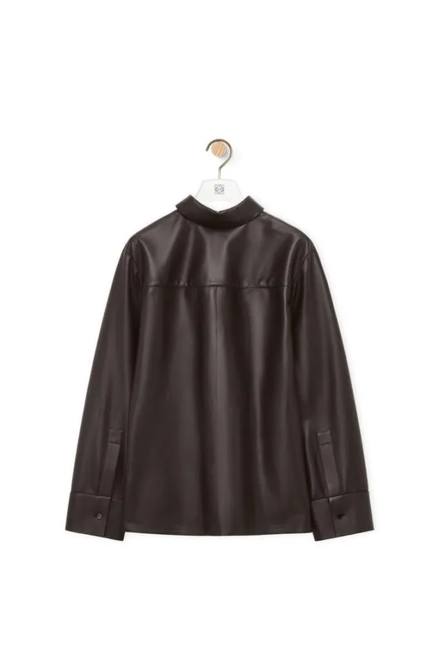 Loewe Back To Front Shirt In Nappa Lambskin Dark Brown Women Blouses and Tops