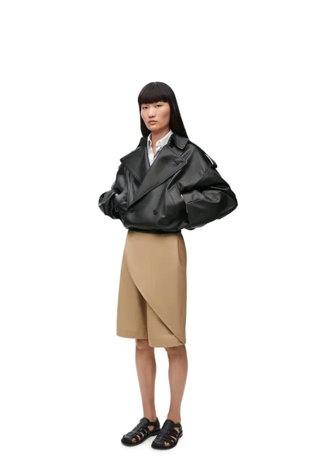 Loewe Balloon Jacket In Nappa Lambskin Black Women Leather