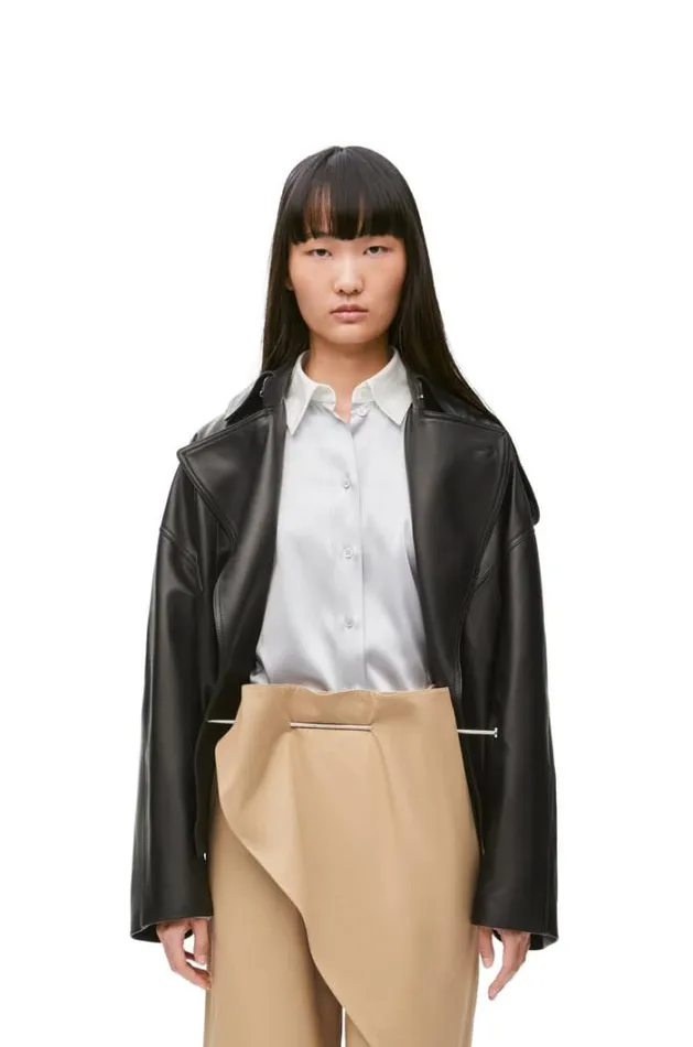 Loewe Balloon Jacket In Nappa Lambskin Black Women Leather