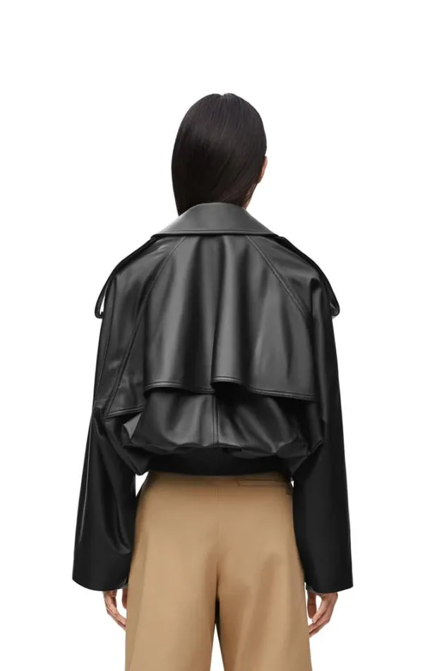 Loewe Balloon Jacket In Nappa Lambskin Black Women Leather