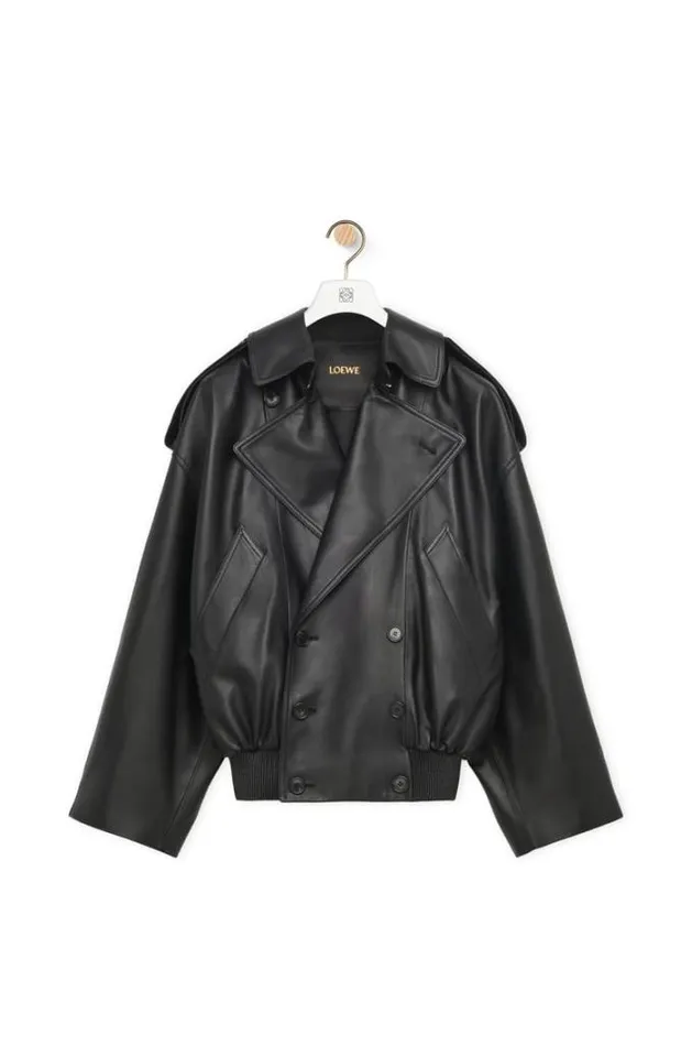Loewe Balloon Jacket In Nappa Lambskin Black Women Leather