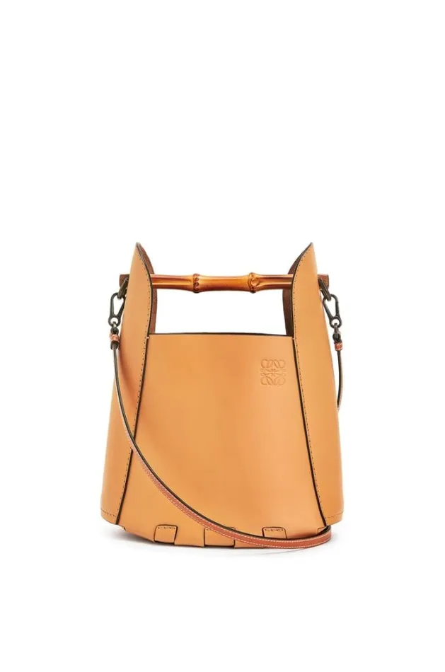 Loewe Bamboo Bucket Bag In Calfskin Honey Women Crossbody Bags