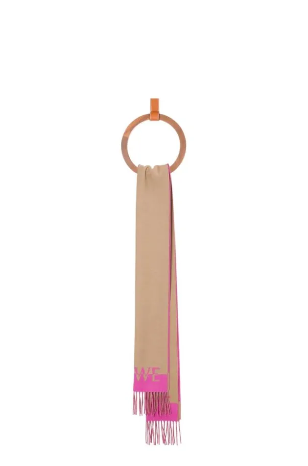 Loewe Bicolour LOEWE Scarf In Wool And Cashmere Light Caramelpink Men Scarves