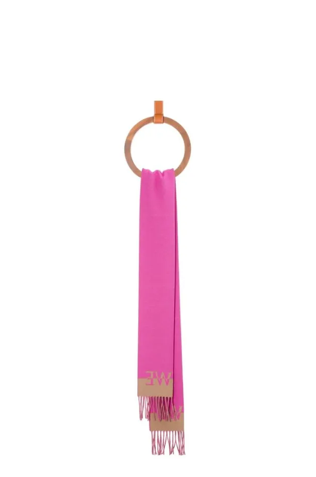 Loewe Bicolour LOEWE Scarf In Wool And Cashmere Light Caramelpink Men Scarves