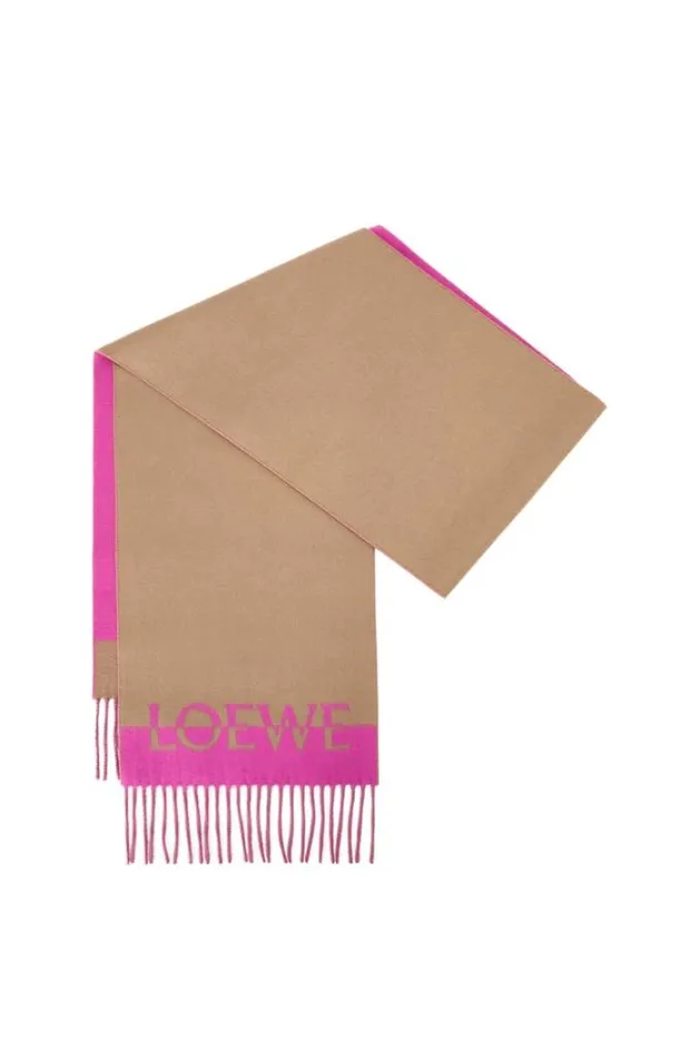Loewe Bicolour LOEWE Scarf In Wool And Cashmere Light Caramelpink Men Scarves