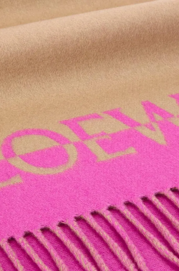 Loewe Bicolour LOEWE Scarf In Wool And Cashmere Light Caramelpink Men Scarves