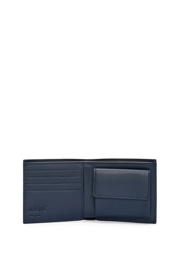 Loewe Bifold Coin Wallet In Silk Calfskin Deep Navy Men Wallets