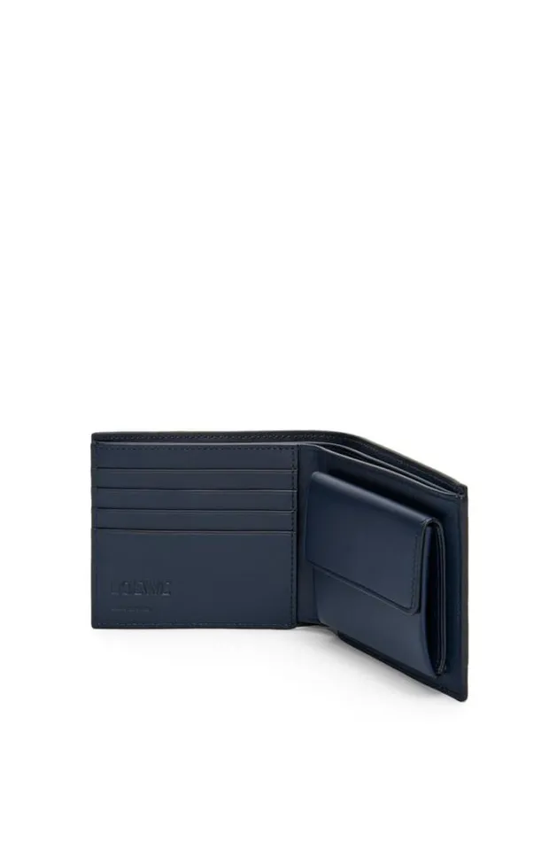 Loewe Bifold Coin Wallet In Silk Calfskin Deep Navy Men Wallets