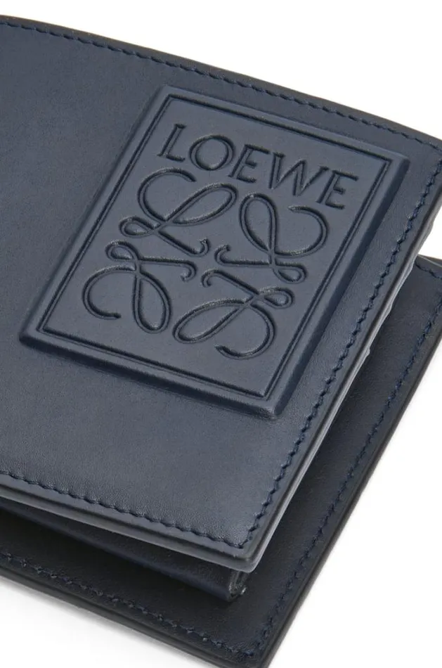 Loewe Bifold Coin Wallet In Silk Calfskin Deep Navy Men Wallets