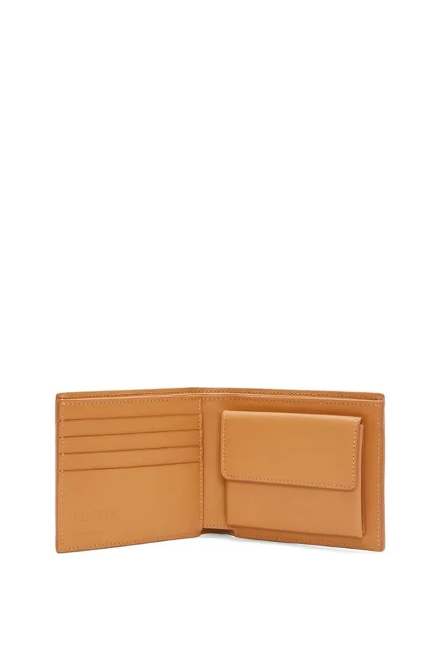 Loewe Bifold Coin Wallet In Silk Calfskin Warm Desert Men Wallets