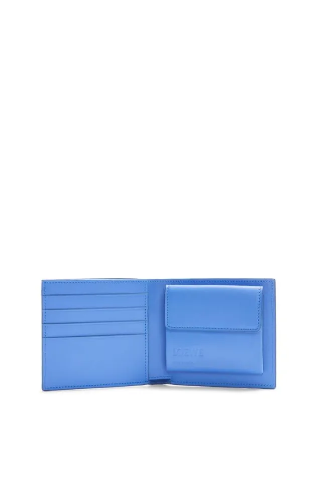 Loewe Bifold Coin Wallet In Soft Grained Calfskin Seaside Blue Men Wallets