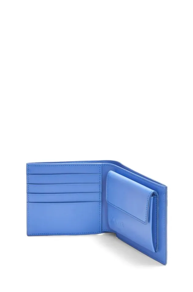 Loewe Bifold Coin Wallet In Soft Grained Calfskin Seaside Blue Men Wallets