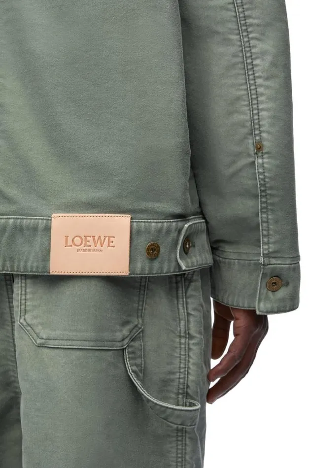 Loewe Bomber Jacket In Denim Solid Khaki Green Men Coats and Outerwear