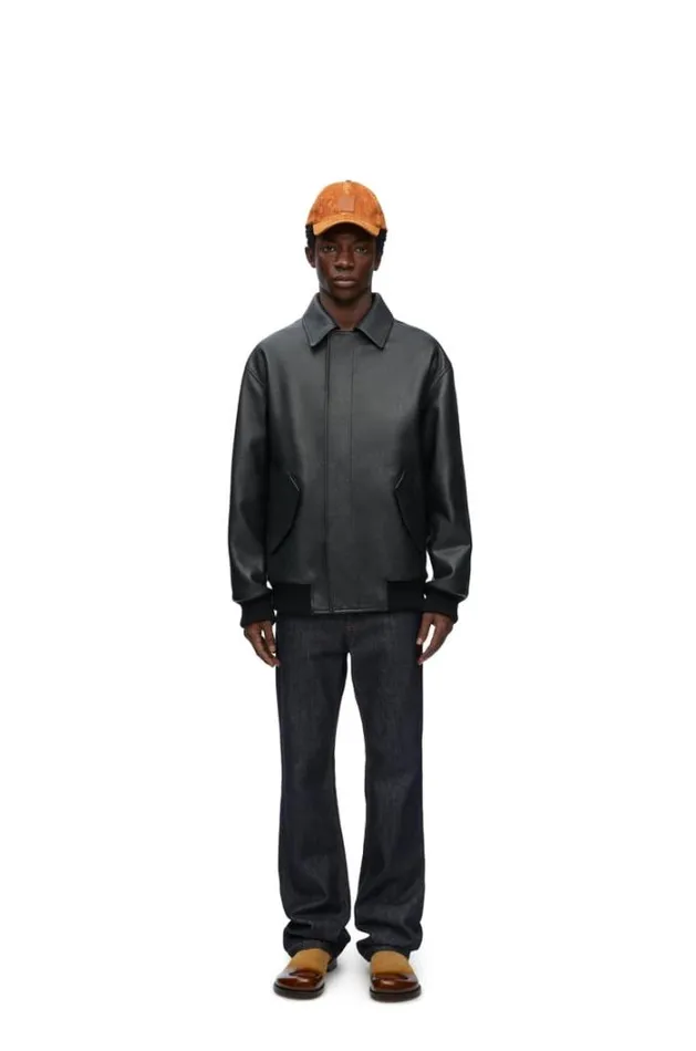 Loewe Bomber Jacket In Nappa Calfskin Black Men Leather