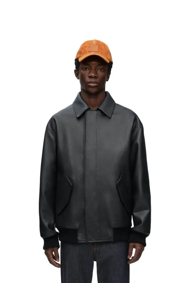 Loewe Bomber Jacket In Nappa Calfskin Black Men Leather