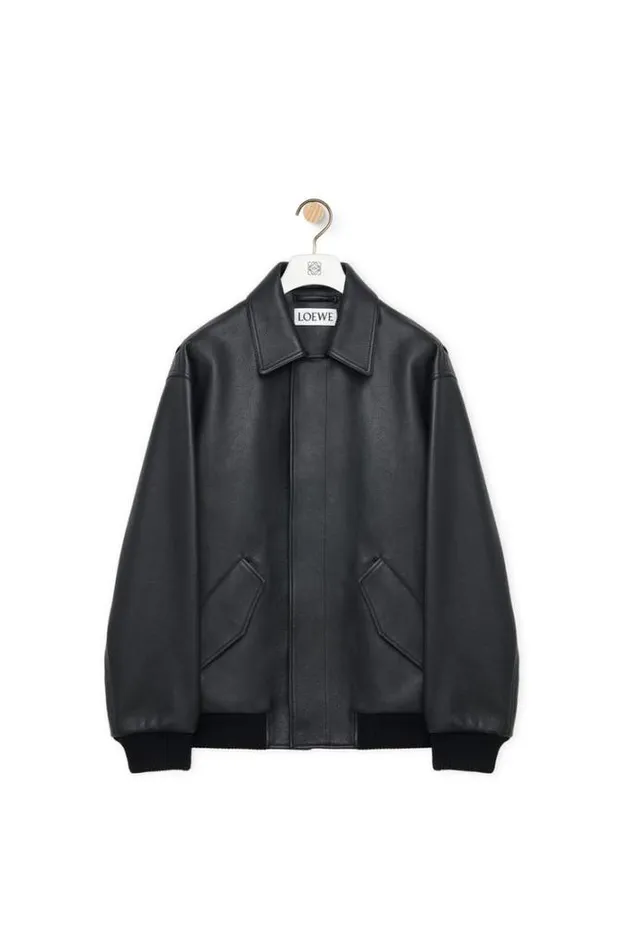 Loewe Bomber Jacket In Nappa Calfskin Black Men Leather