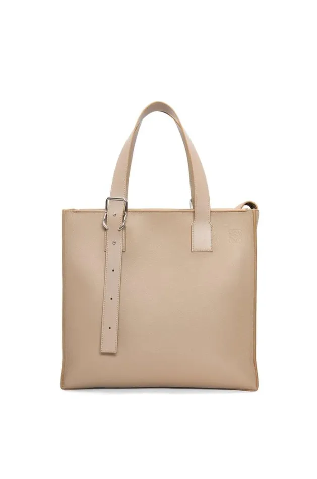 Loewe Buckle Zip Tote In Soft Grained Calfskin Sand Men Business Bags