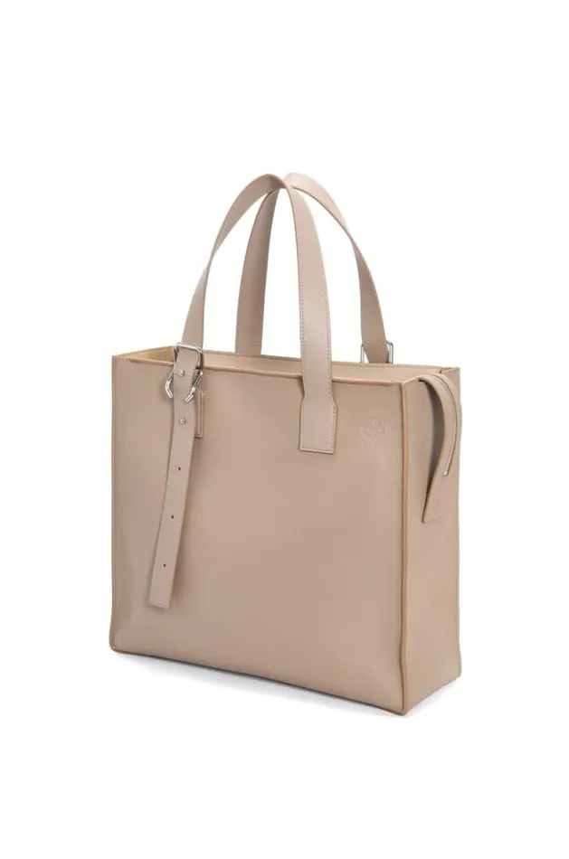 Loewe Buckle Zip Tote In Soft Grained Calfskin Sand Men Business Bags