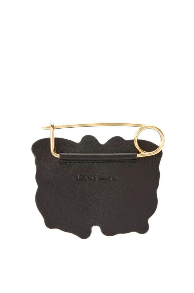 Loewe Butterfly Pin Charm In Calfskin And Metal Yellow Mango Women Bag Charms and Keyrings Loewe Butterfly Pin Charm In Calfskin And Metal Yellow Mango Women Bag Charms and Keyrings