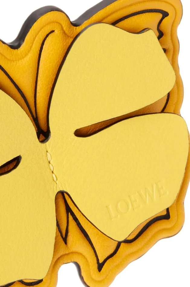 Loewe Butterfly Pin Charm In Calfskin And Metal Yellow Mango Women Bag Charms and Keyrings Loewe Butterfly Pin Charm In Calfskin And Metal Yellow Mango Women Bag Charms and Keyrings