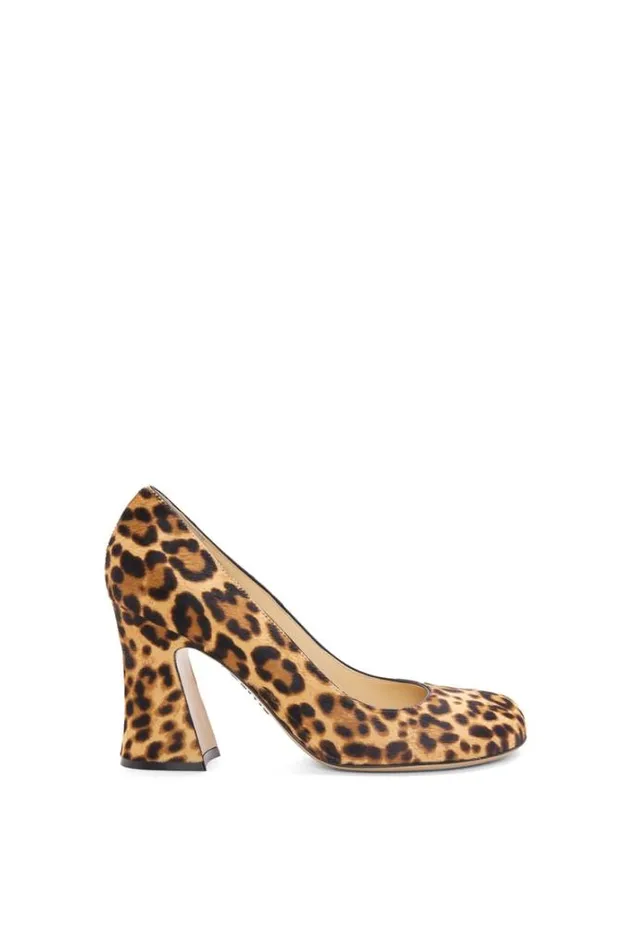 Loewe Calle Pump In Hairy Calfskin Blacknatural Women Pumps