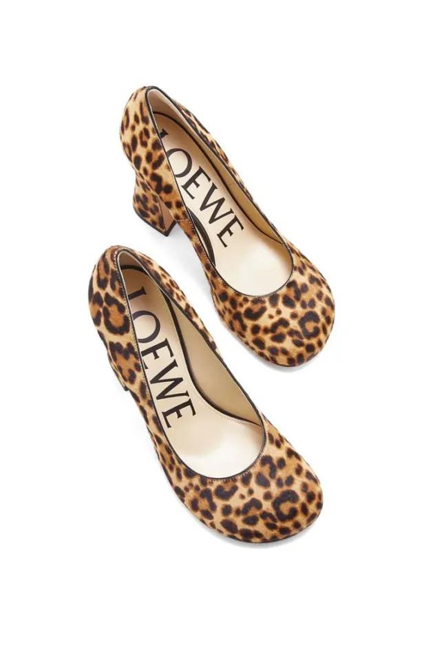 Loewe Calle Pump In Hairy Calfskin Blacknatural Women Pumps