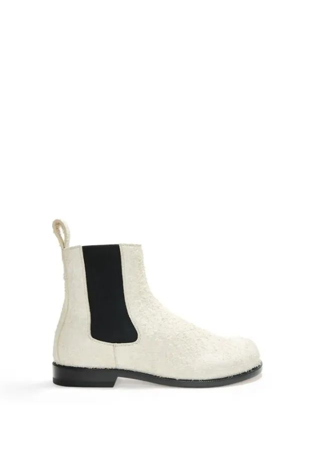 Loewe Campo Chelsea Boot In Brushed Suede Canvas Women Boots and Ankle Boots