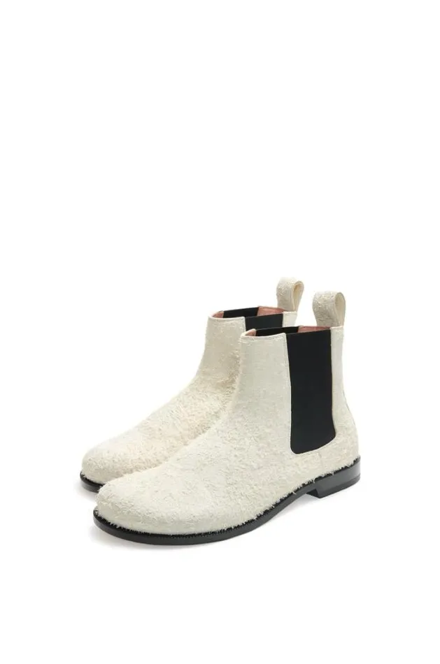 Loewe Campo Chelsea Boot In Brushed Suede Canvas Women Boots and Ankle Boots