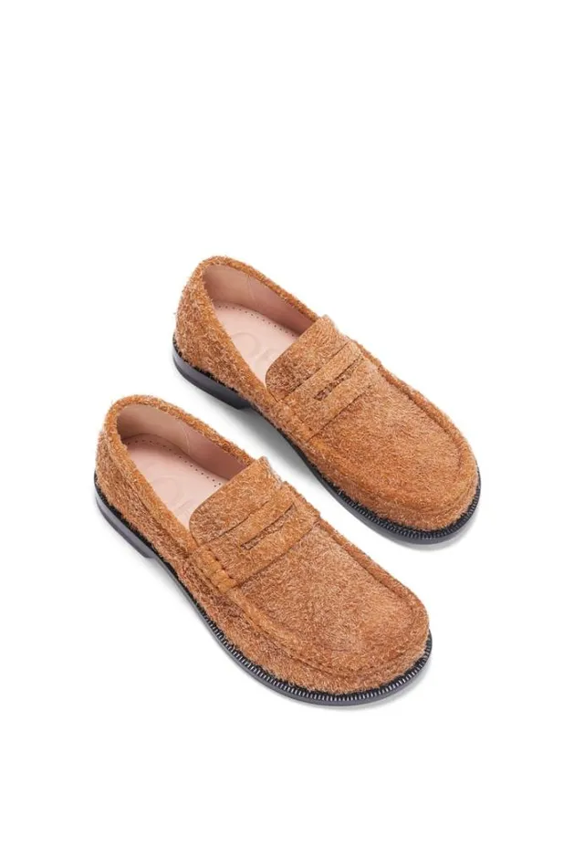 Loewe Campo Loafer In Brushed Suede Tan Women Loafers