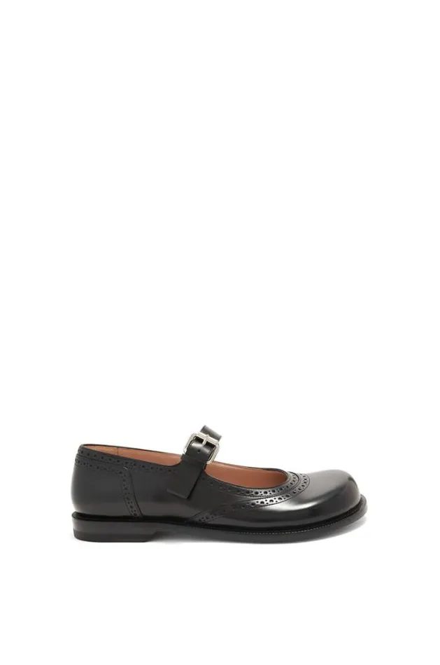 Loewe Campo Mary Jane In Calfskin Black Women Flats