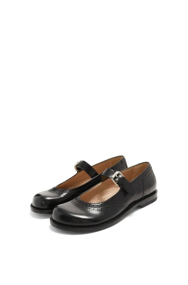 Loewe Campo Mary Jane In Calfskin Black Women Flats