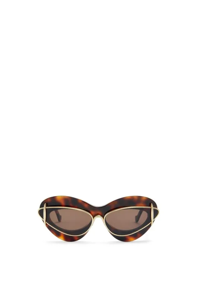 Loewe Cateye Double Frame Sunglasses In Acetate And Metal Dark Havana Men Sunglasses
