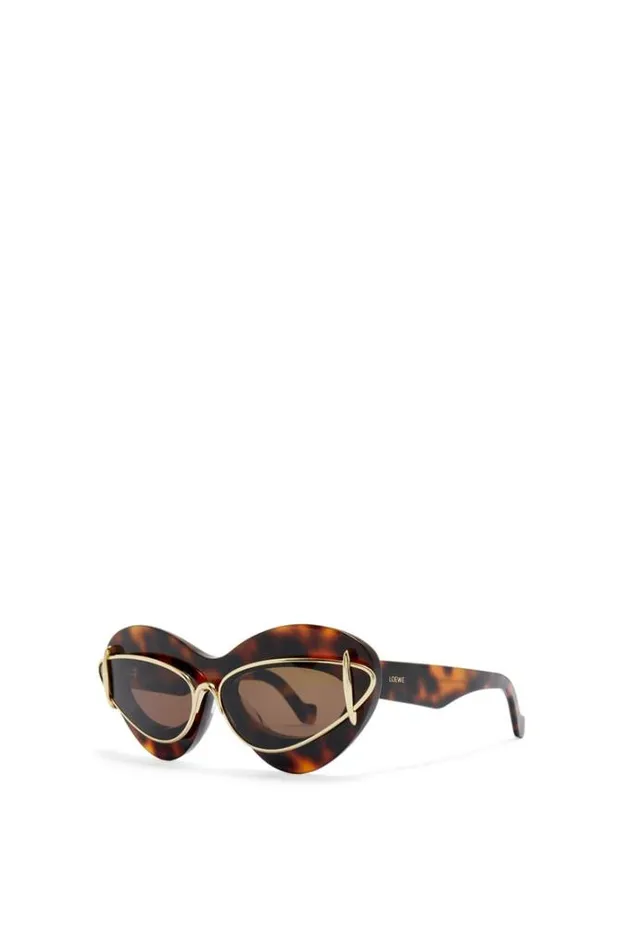 Loewe Cateye Double Frame Sunglasses In Acetate And Metal Dark Havana Men Sunglasses
