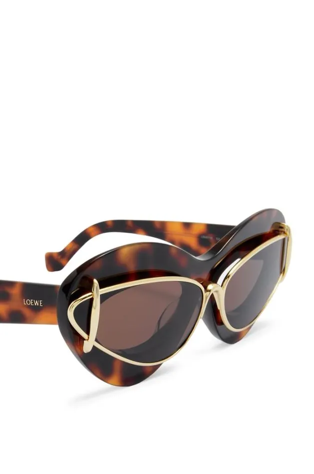 Loewe Cateye Double Frame Sunglasses In Acetate And Metal Dark Havana Men Sunglasses