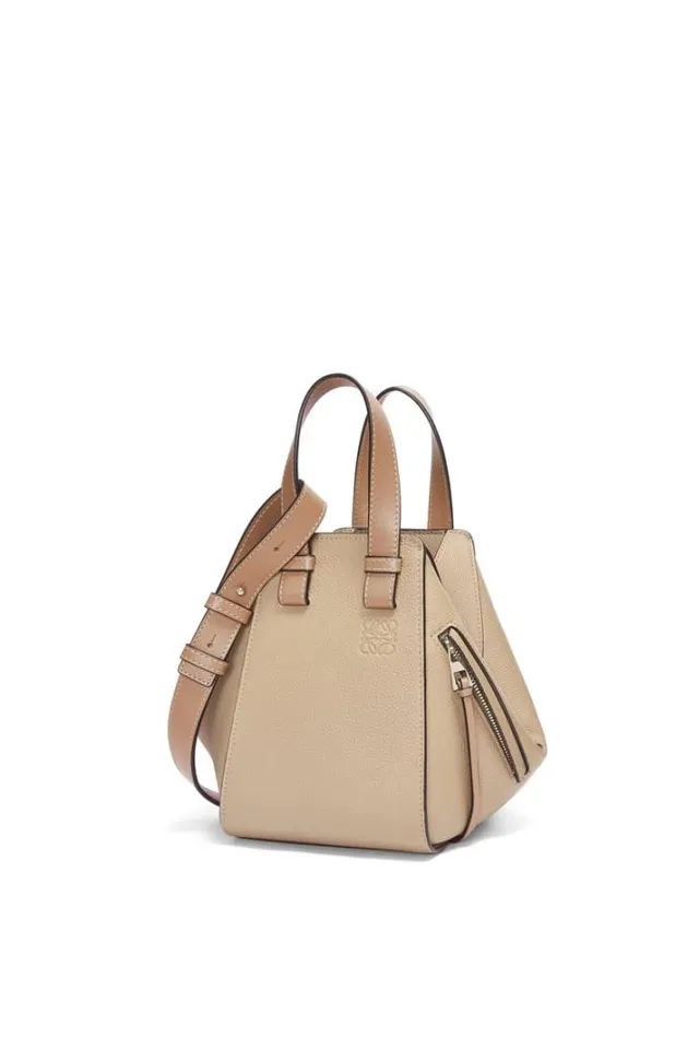 Loewe Compact Hammock Bag In Soft Grained Calfskin Sand Women Shoulder Bags