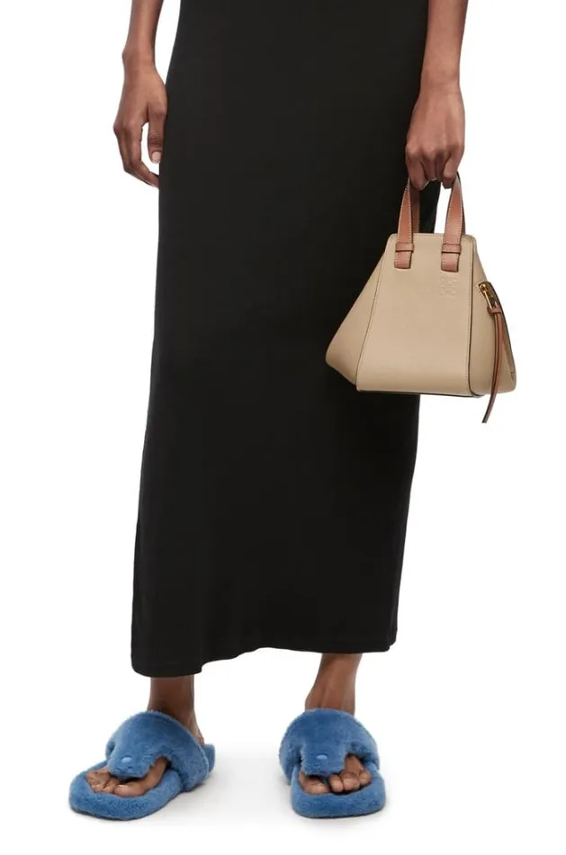 Loewe Compact Hammock Bag In Soft Grained Calfskin Sand Women Shoulder Bags