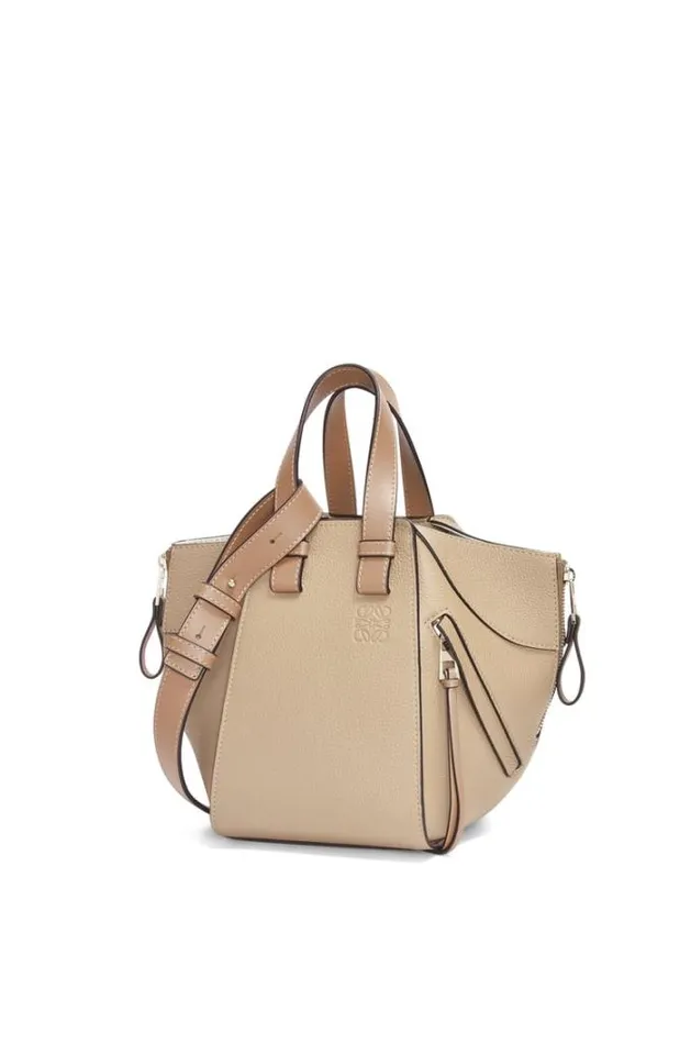 Loewe Compact Hammock Bag In Soft Grained Calfskin Sand Women Shoulder Bags
