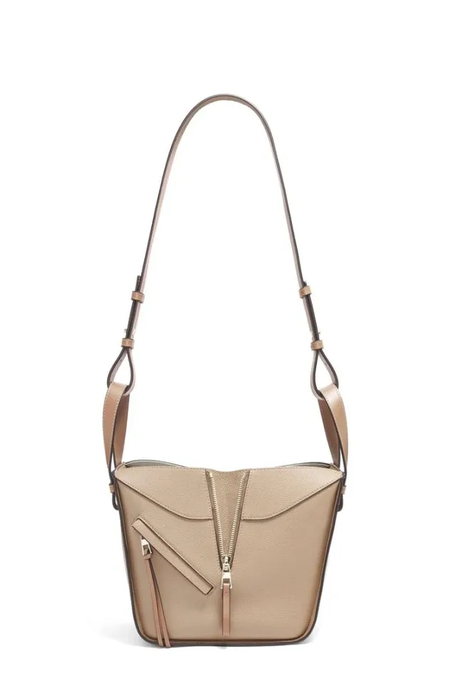 Loewe Compact Hammock Bag In Soft Grained Calfskin Sand Women Shoulder Bags