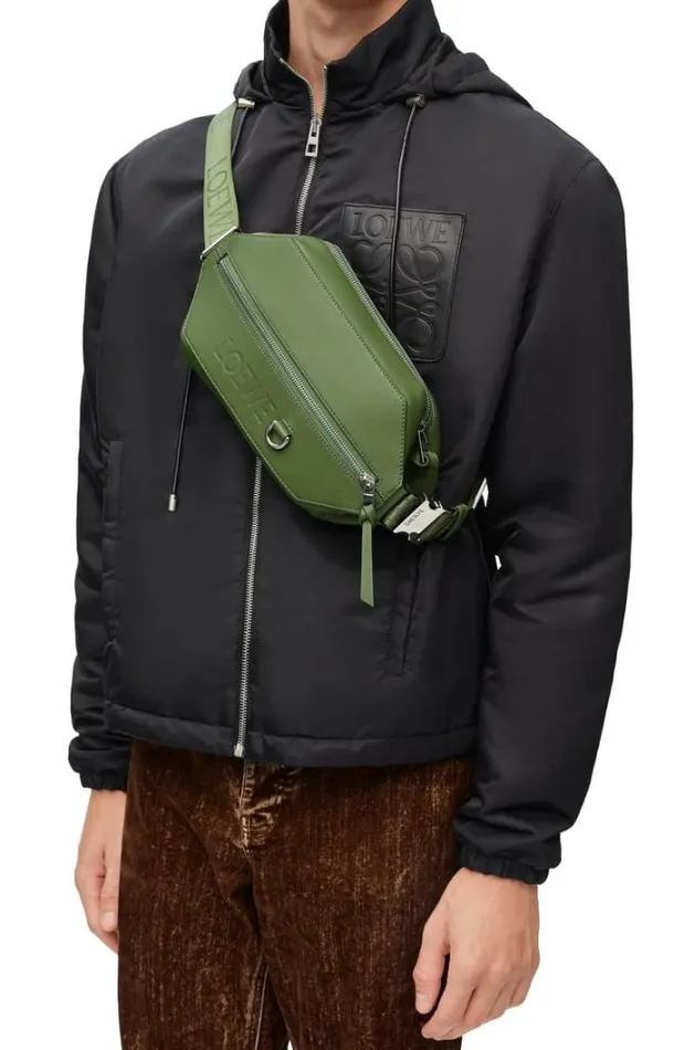 Loewe Convertible Sling In Classic Calfskin Hunter Green Men Belt Bags