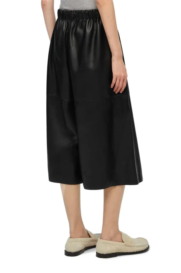 Loewe Cropped Trousers In Nappa Lambskin Black Women Leather