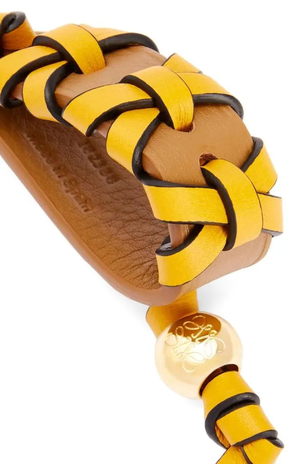 Loewe Cross Braided Keyring In Classic Calfskin Oaksunflower Women Bag Charms and Keyrings