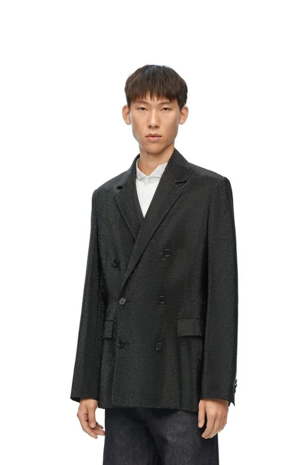 Loewe Embelisshed Jacket In Wool And Mohair Black Men Coats and Outerwear