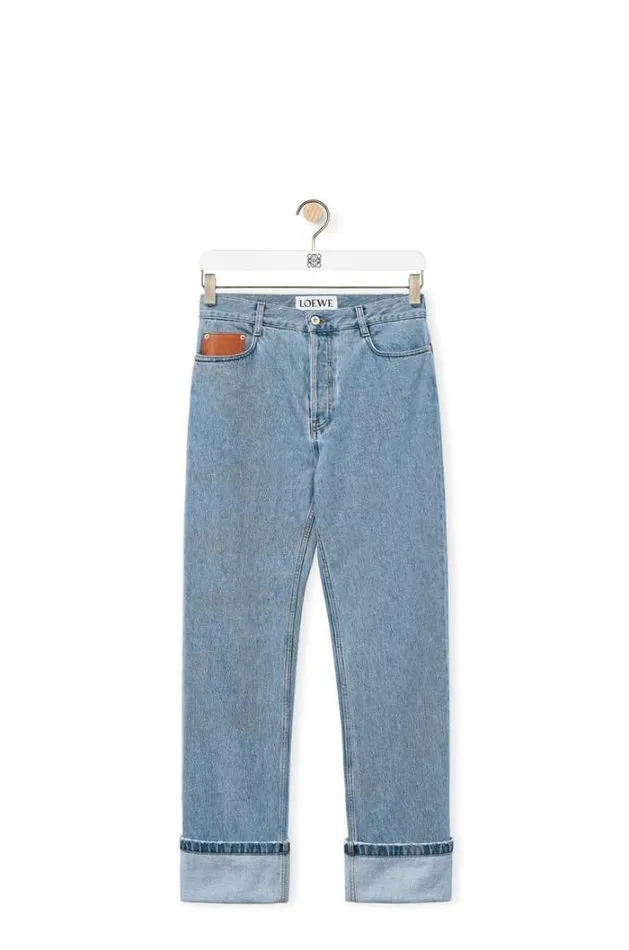 Loewe Fisherman Turnup Jeans In Denim Light Denim Men Trousers and Shorts