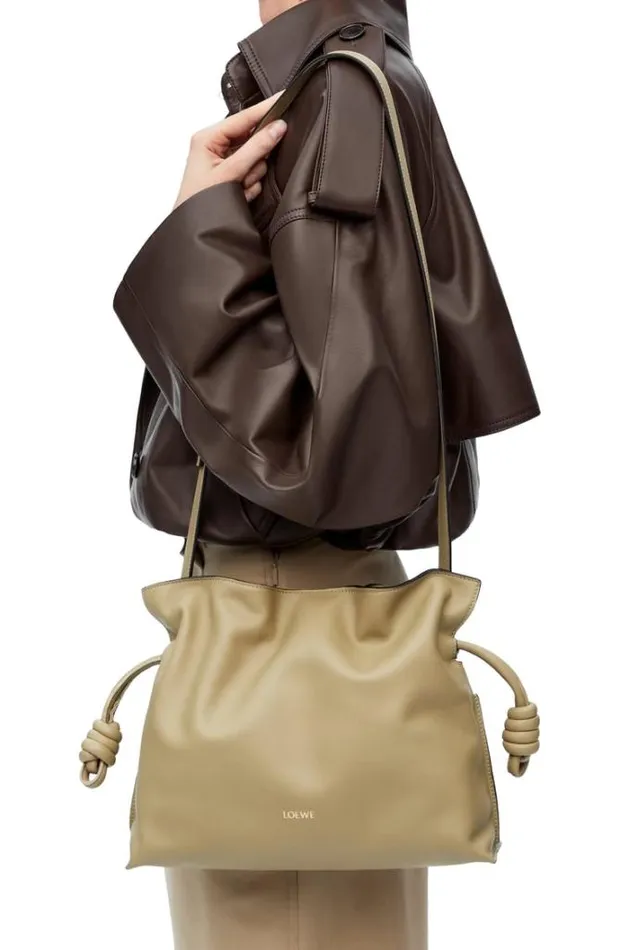 Loewe Flamenco Clutch In Nappa Calfskin Clay Green Women Shoulder Bags