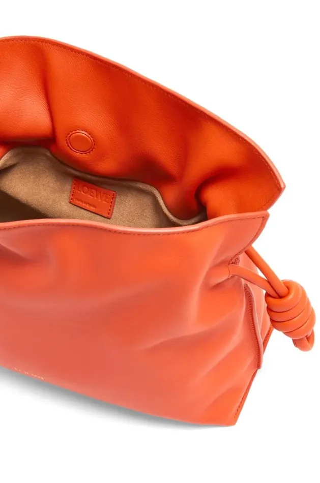Loewe Flamenco Clutch In Nappa Calfskin Vivid Orange Women Pouches and Clutches