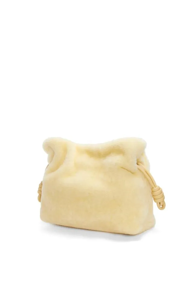Loewe Flamenco Clutch In Shearling Vanilla Women Pouches and Clutches